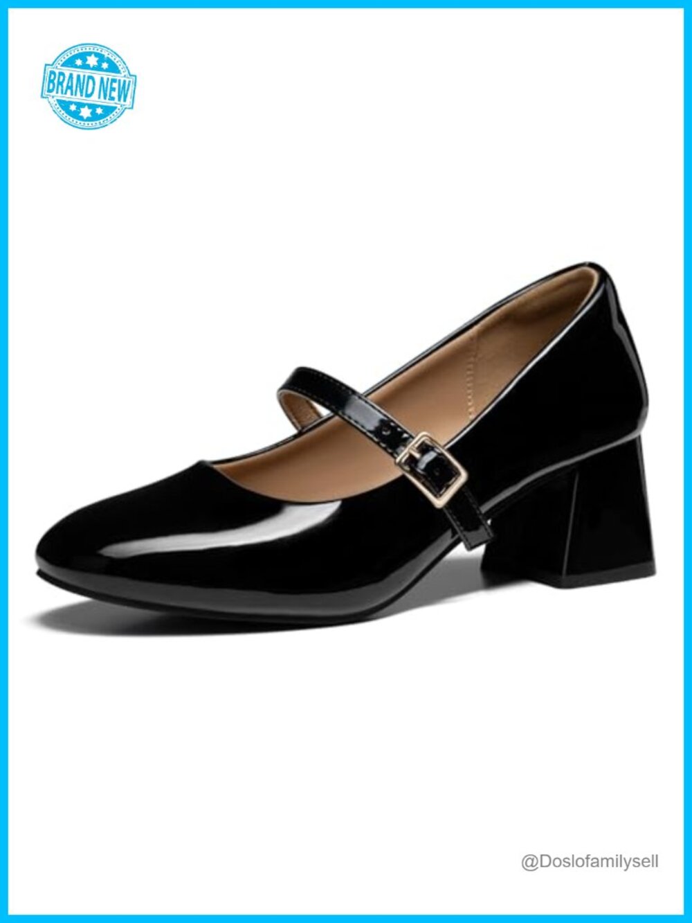 Mary Jane Heels Women Chunky Block Heel Closed Toe Buckle Strap Dress Shoes
